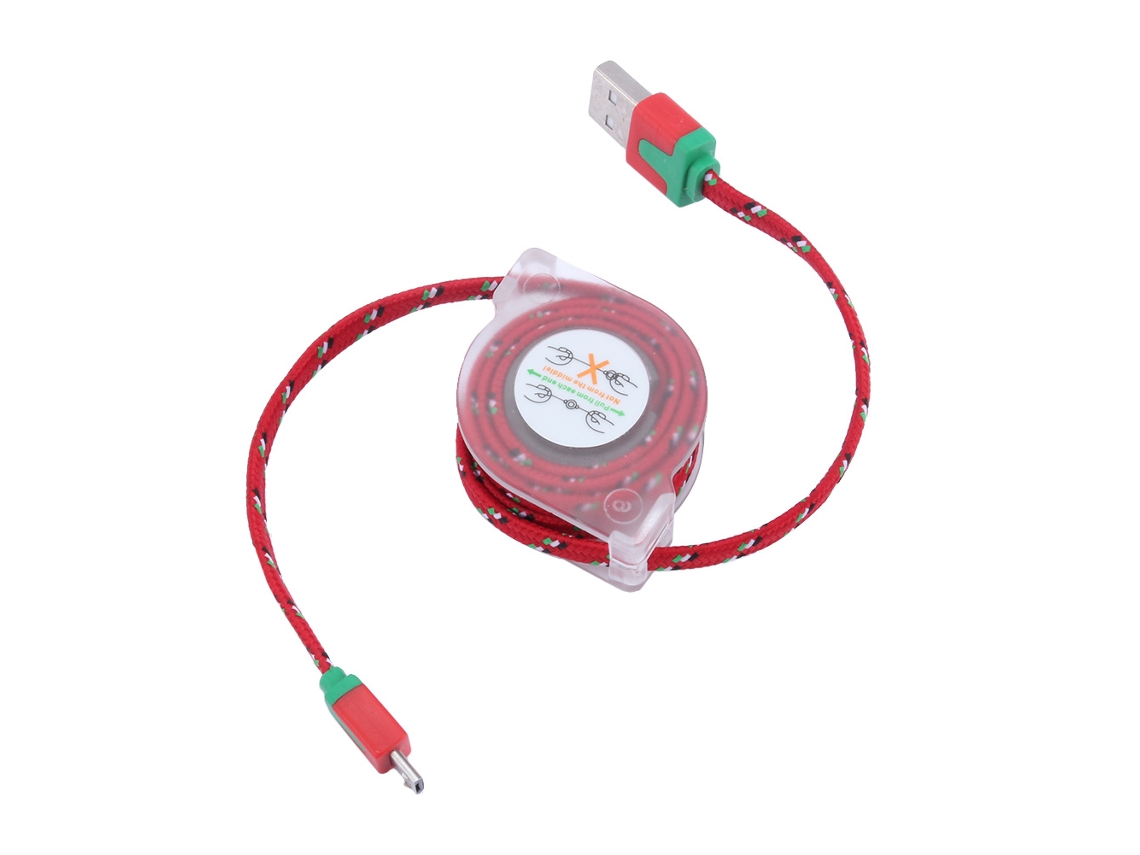 Cabo de Dados retrátil de nylon trançado EOOCOO, 90cm, para Android e iPhone
