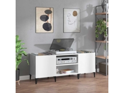 Vidaxl Armário P/ Discos 121x38x48 Cm Deriv. Madeira Branco Brilhante