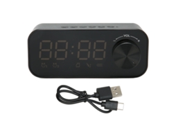 Reloj Despertador Con Altavoz Bluetooth Y Radio Digital Led Espejo Para Dormitorio Negro