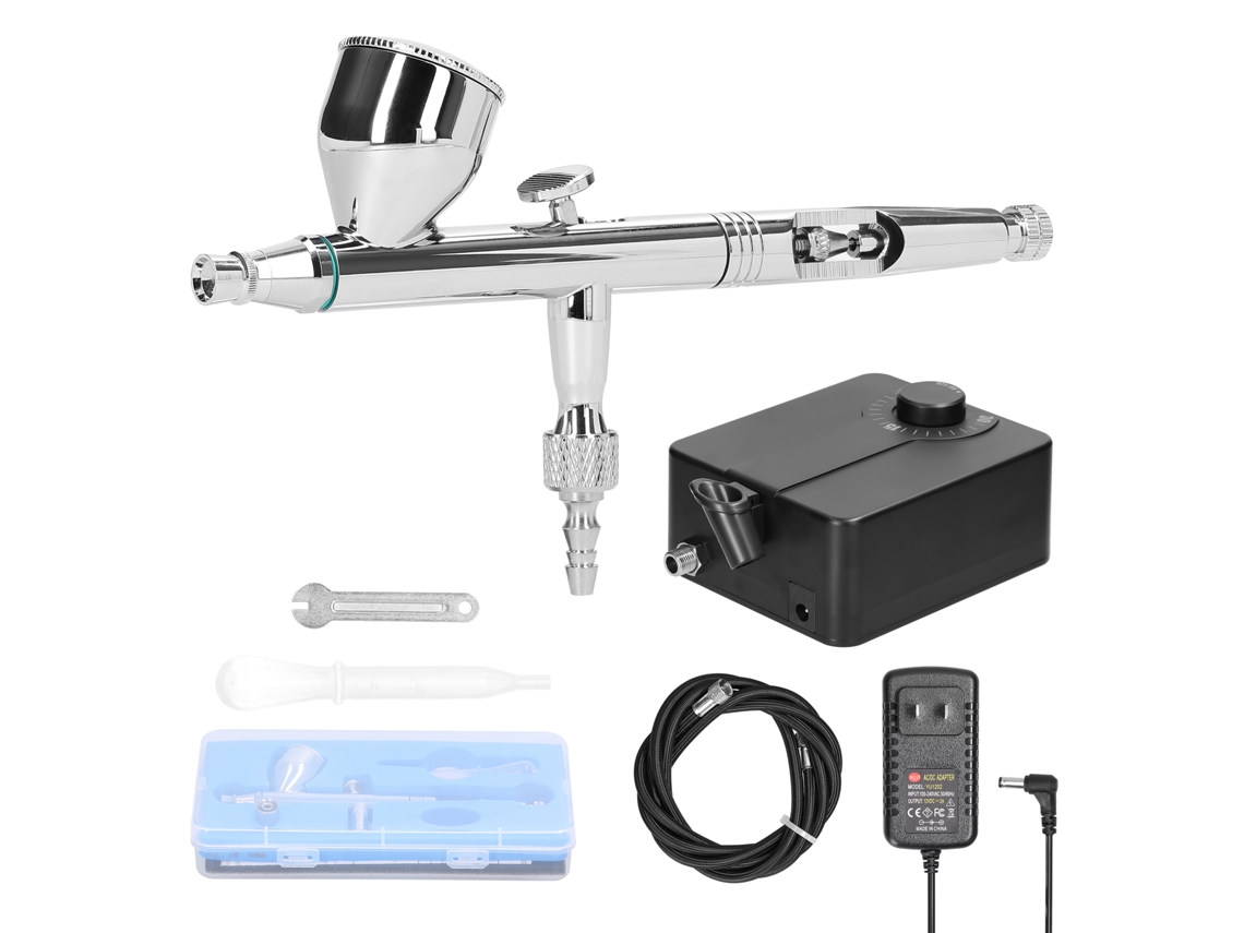 Kit Compressor de Ar com Airbrush 0.3mm Profissional para Maquiagem e Arte | S/MARCA