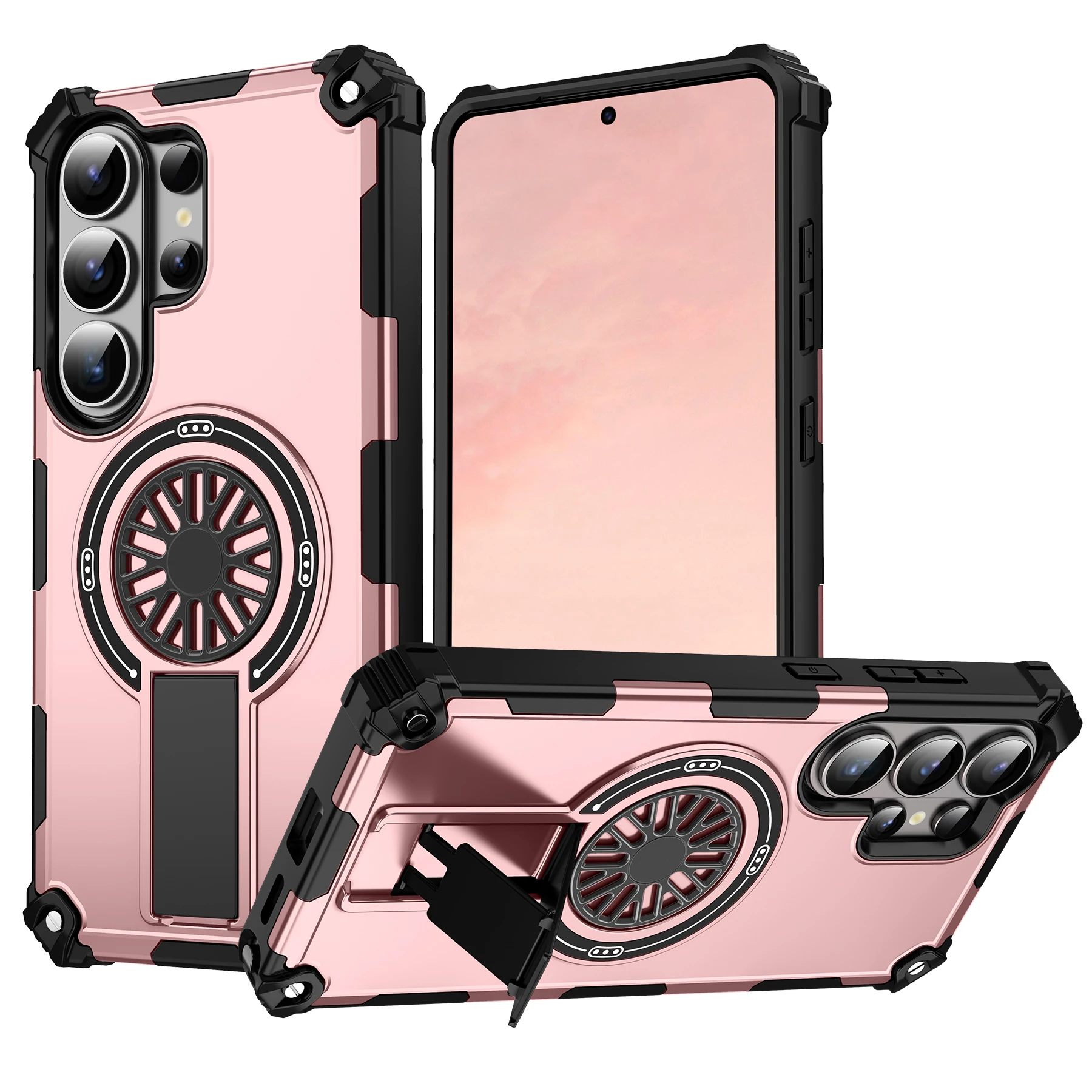 (galaxy S24 Rosa) Capa Protetora Magnética Dobrável Com Suporte, Compatível Com Samsung Magsafe.