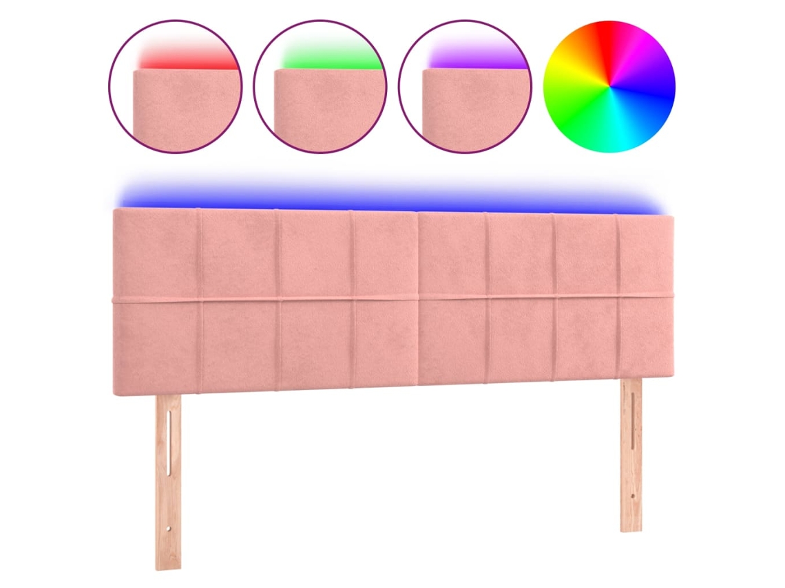 Led Headboard, Led Headboards Vidaxl Cor-de-rosa Veludo (144 X 5 X 78/88 Cm)