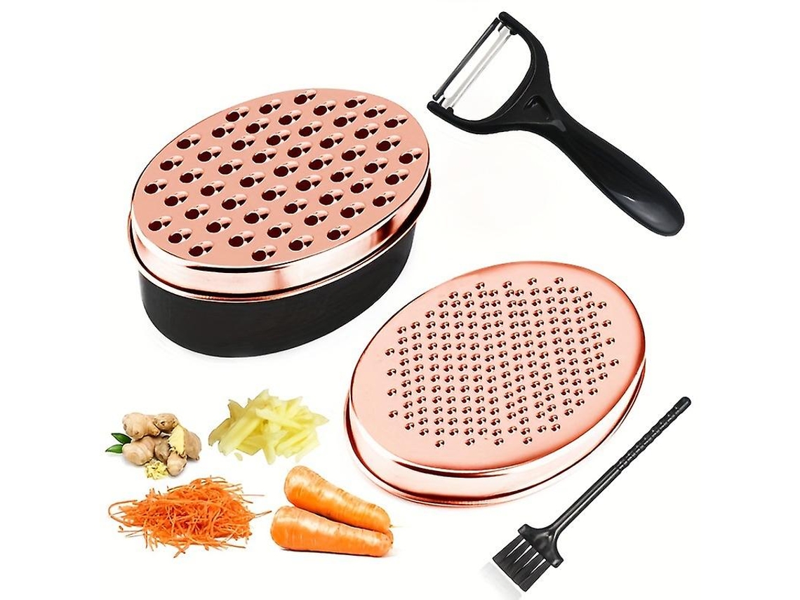Rallador de Queso Con Contenedor de Acero Inoxidable 430 Y Pp Alimentario para Verduras Y Papas (oro Rosa)