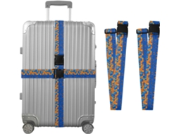 Conjunto De 2 Cintas Bagagem Abstratas Em Azul E Laranja Para Malas, Cintas De Viagem, Acessórios Para Cintos, Conector