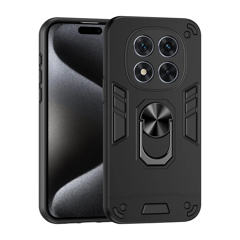 Capa Para Celular (preta, Redmi A3) Com Suporte Magnético Para Carro E Anel Protetor.
