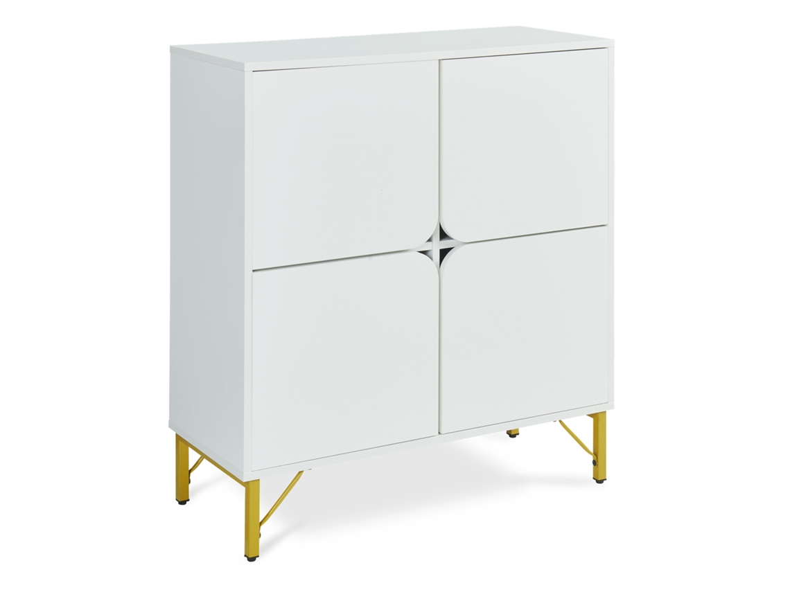 Aparador Reyri 4 Portas 90x80x35 Cm Branco/dourado En.casa [EN.CASA]