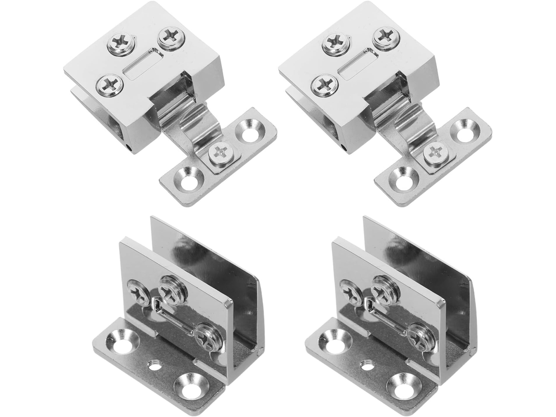 Conjunto De 4 Dobradiças Liga Zinco Para Portas Vidro, Sem