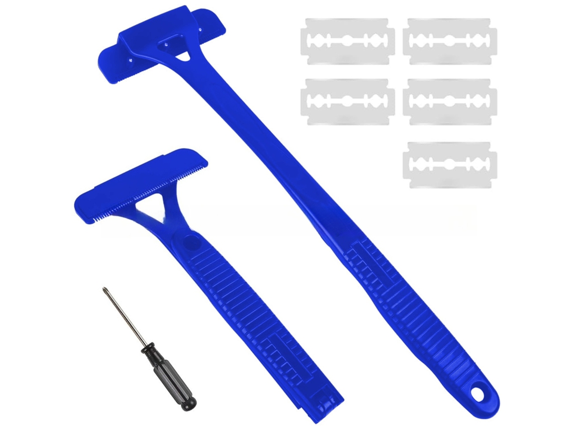 Máquina De Barbear De Costas Para Homem Com Cabo Longo Dobrável,para Uso Seco E Húmido. Azul Hexinyigjly