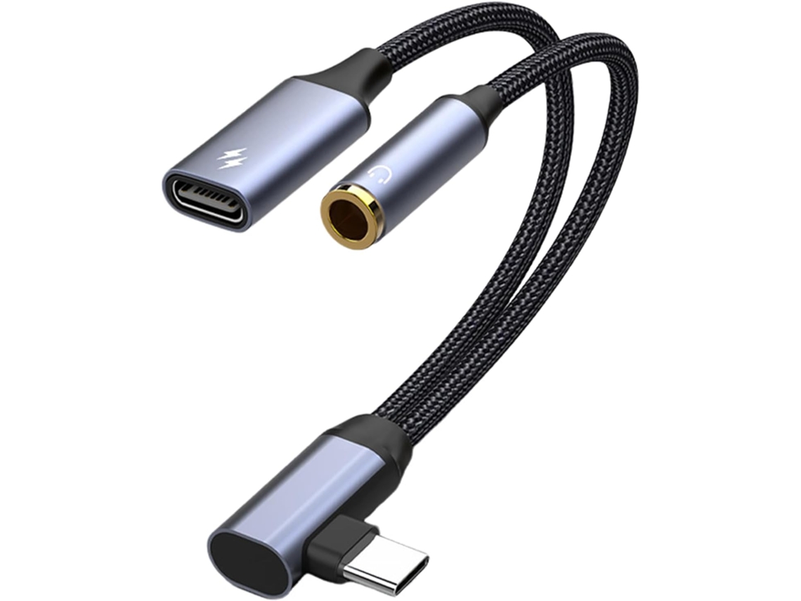 Adaptador De Áudio Usb C 3,5 Mm Adaptador 2 Em 1 Jack 3,5 Mm | Conversor Com Cabo Tressé Chargeur Gokoco