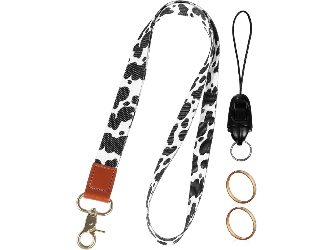 Lurelia Porta-crachá Com Cordão Com Chaveiro Em Couro Pu E Nylon Dourado Para Escritório E Escola
