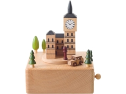 Caixa De Música De Madeira - Presente Ideal Para O Dia Dos Namorados, Aniversário Ou Viagem - Modelo Big Ben De Londres Com Pequeno Som (mar