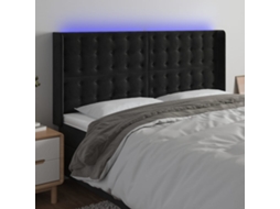 Cabeceira De Cama C/ Luzes Led Veludo 163x16x118/128 Cm Preto Pangshiyuan