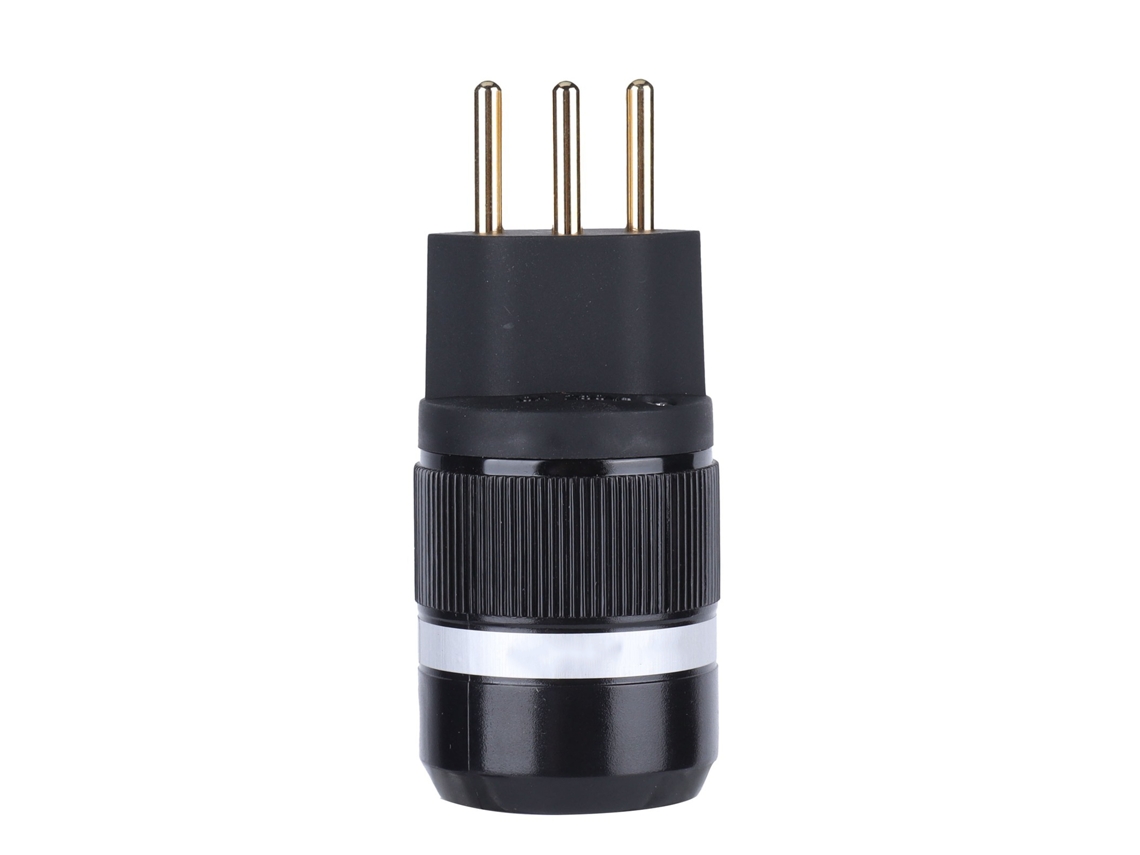 Aetheria conector de Alimentação Iec Ms150g Latão Dourado 24k Plug 3 Pinos para Cabos 6mm 18mm
