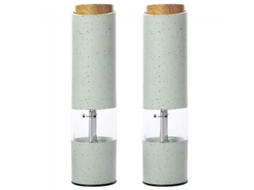 Moedores Elétricos De Sal E Pimenta Verdes Com Bateria, Pacote Com 2 Aquaforge