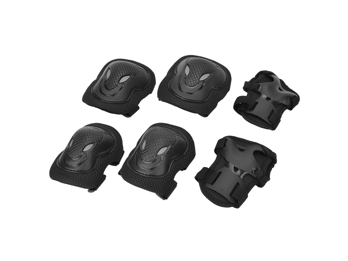 Conjunto de proteção para patins de rodas adulto, incluindo Joelheiras, cotoveleiras e luvas, preto reforçado AQUAFORGE