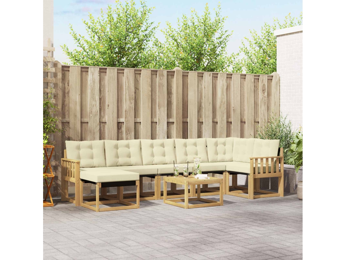 Vidaxl Conjunto De Sofás Para Exterior 8 Pcs Branco E Creme