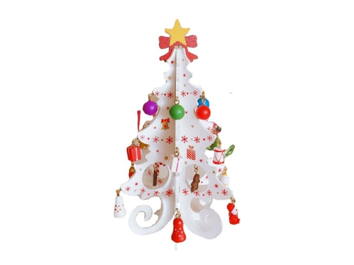 Decoração De Árvore De Natal De Madeira 3d Vivida 6 Peças