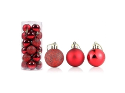 24 Bola Natal Delicada Reutilizável De Alto Brilho Decoração Árvore Natal Pendon Decor Casa 6cm Rojo