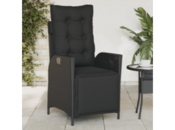 Vidaxl Cadeira De Jardim Reclinável C/ Apoio Para Os Pés Vime Pe Preto