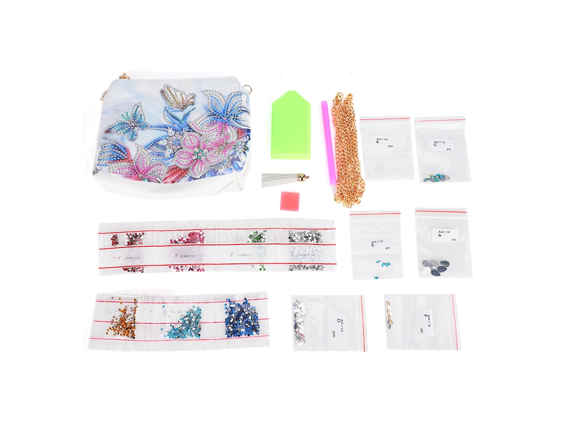 Billetera De Pintura De Diamantes De Cuero Pu Blanco Bolso Con Cadena Diy Manual Regalo Para Mujeres