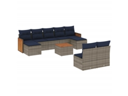 Conjunto de Sofá de Jardim, 10 Peças, Almofadas, Rattan Cinza MAISON EXCLUSIVE