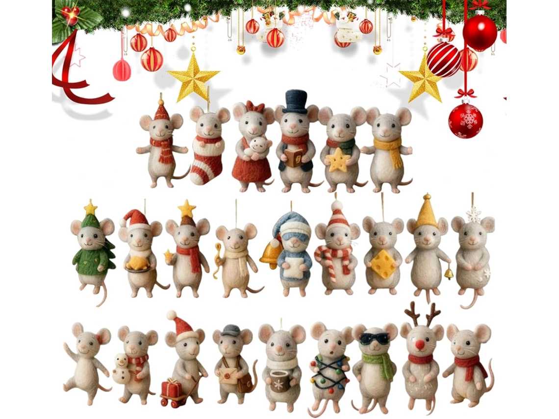 Calendário Do Advento De Natal– Conjunto De Enfeites Em Acrílico| Pequena Coleção De 24 Decorações Planas Em