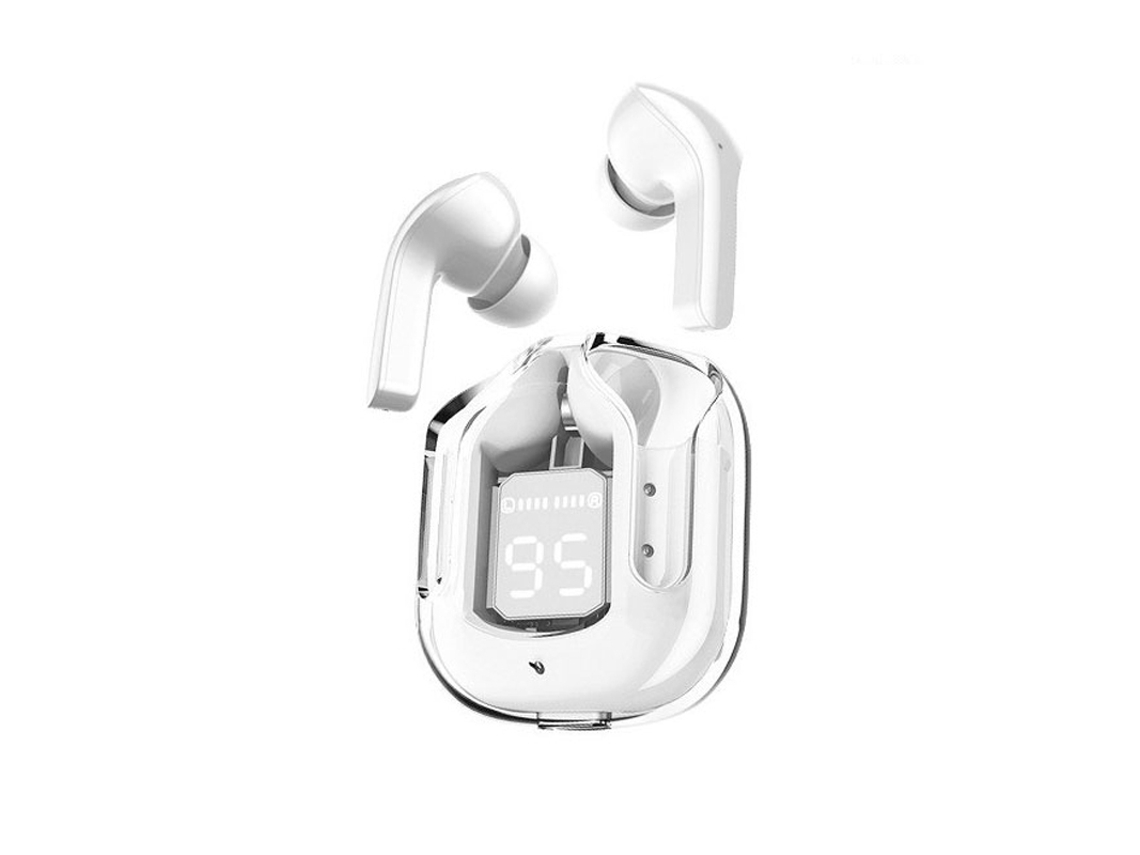 Fones De Ouvido Bluetooth Sem Fio (brancos) Com Luzes Led, Som Estéreo Tws, Microfone E Controle De Volume.