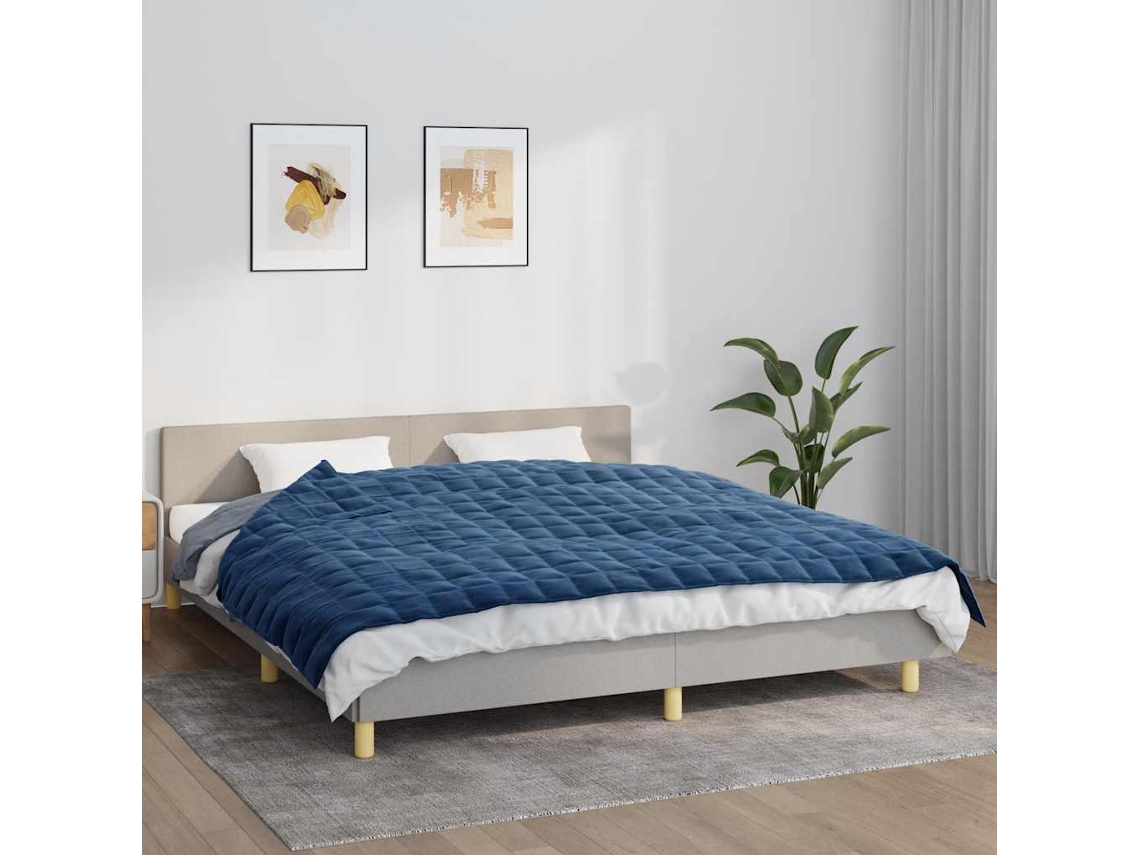 Vidaxl Manta Pesada 11 Kg 155x220 Cm Tecido Azul
