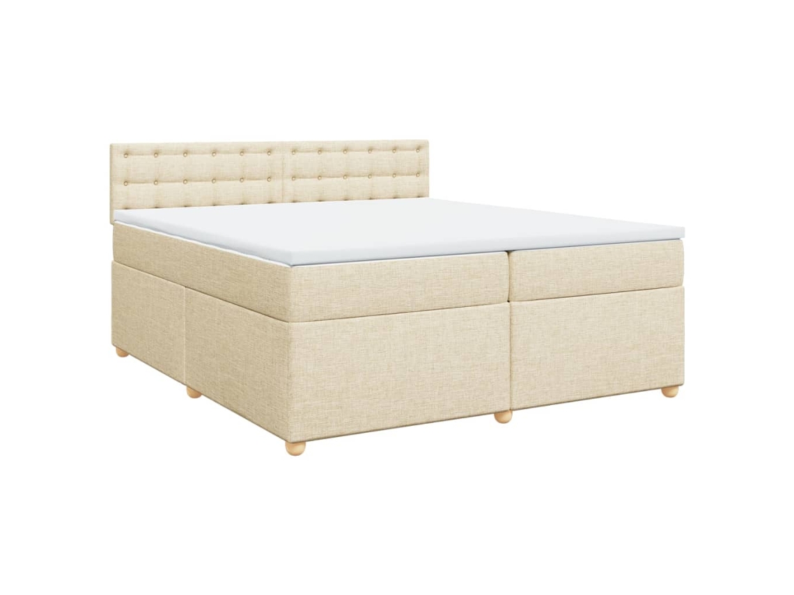 Cama com Molas/colchão 200x200 Cm Tecido Cor Creme MAISON EXCLUSIVE