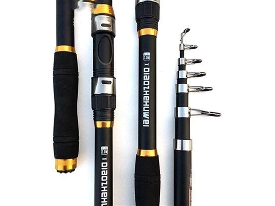 Vara Pesca Telescópica Fibra Carbono Arremesso Água Ideal Fácil 2,1 M