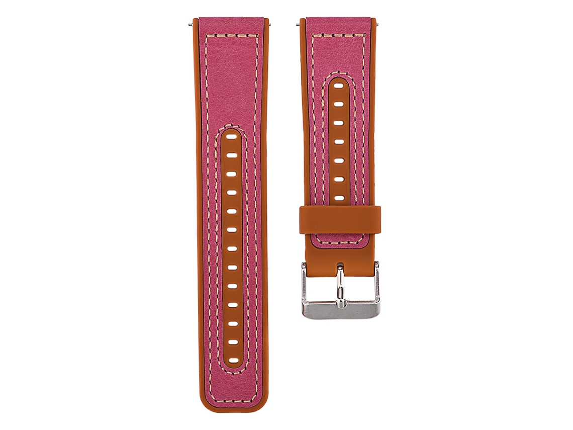 Pulseira De Couro Silicone Colorida Com Fivela De Metal Para Fitbit Ionic Rosa