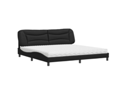 Bed, Beds Vidaxl Preto Couro Artificial (200 X 200 Cm)