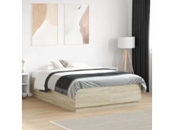 Vidaxl Estrutura Cama C/ Luzes Led Derivados Madeira Carvalho Sonoma