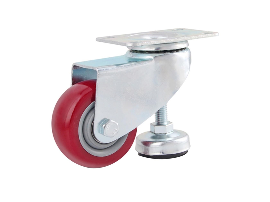 Roda De Poliuretano Vermelha Para Carrinho, 4 Polegadas, Suporte E Capacidade De Carga Ajustáveis.