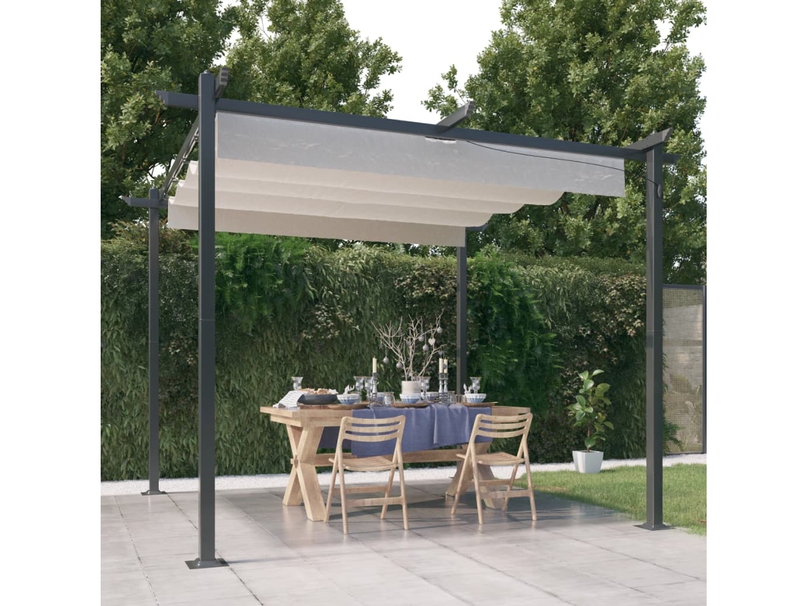 Vidaxl Gazebo De Jardim Com Telhado Retrátil 3x3 M Cor Creme