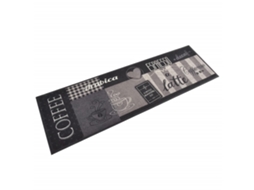 Vidaxl Tapete De Cozinha Lavável 45x150 Cm Veludo Padrão Café Preto