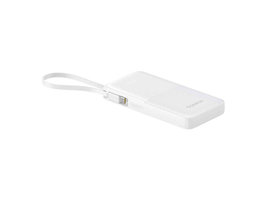 Bipow 2 Digital Display Power Bank With Built in Usb c Cable 10000mah 20w Moon White BASEUS