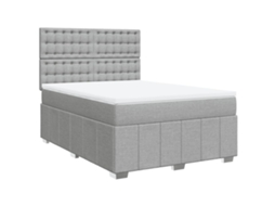Cama com Molas/Colchão 160x200 Cm em Tecido Cinzento Claro MAISON EXCLUSIVE