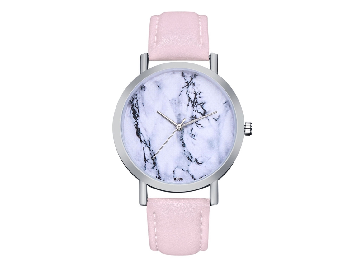 Reloj De Cuarzo De Pareja Com Pulseira De Couro Pu, Caixa Prateada, Mostrador Personalizado (rosa)