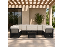 Vidaxl Conjunto De Sofá De Jardim 11 Pcs Preto Vime Pe