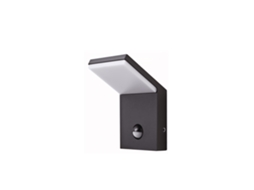 Luminária de parede LED IP54 9W com sensor de temperatura de cor (2200K/2700K/3000K) e sensores de presença e crepúsculo.
