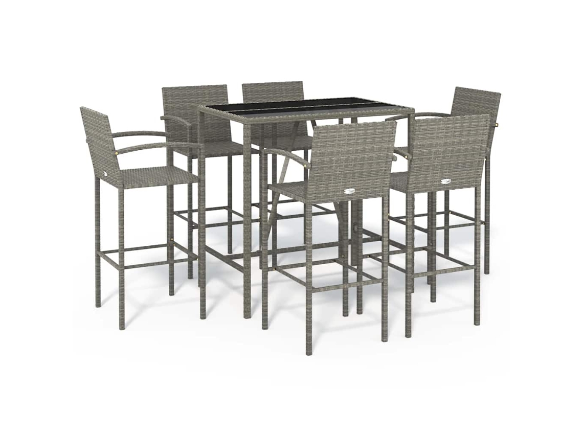 Maison Exclusive - 7 Pcs Conjunto De Bar Para Jardim Vime Pe Cinzento