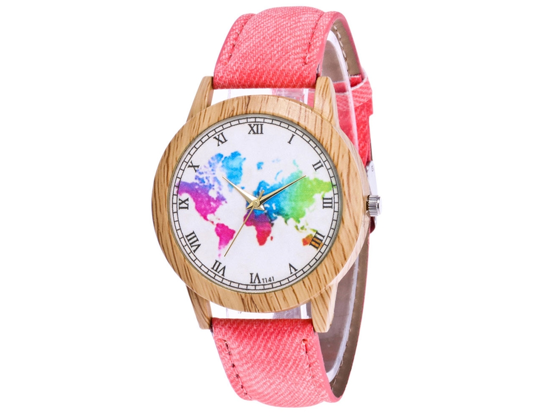 Relógio de Pulso Casual Rosa com Cinto de Cowboy e Movimento de Quartzo Trendy