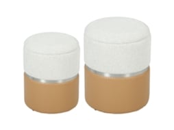 Baús de Armazenamento Chenille, Couro Sintético Cor Creme e Castanho 36x36x45 cm Homcom