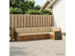 Vidaxl Conjunto De Sofá Sectional Com Almofada 5 Pcs Natural