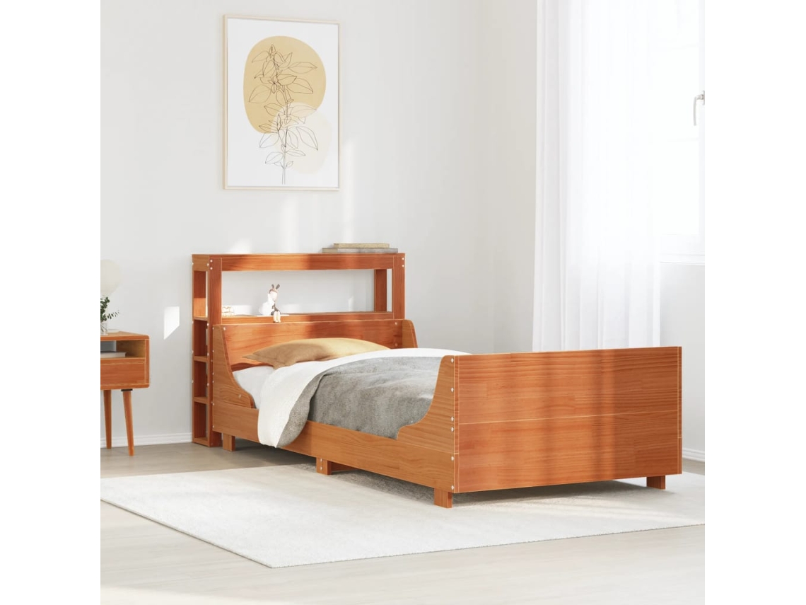 Vidaxl Cama Sem Colchão 75x190 Cm Madeira De Pinho Maciça Castanho-mel