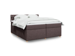 Vidaxl Cama Com Molas/colchão 200x200 Cm Tecido Castanho-escuro