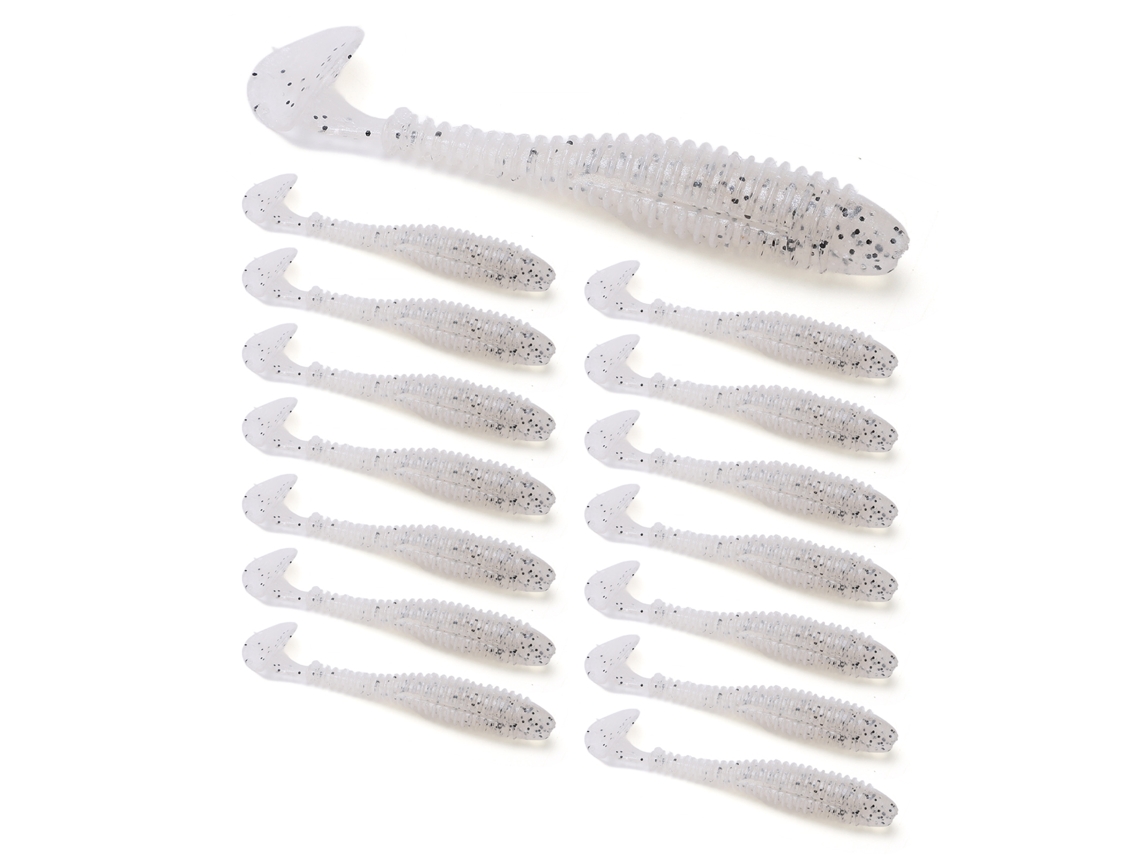 Isca de Pesca Silicone T Tail 15pcs Bicolor
