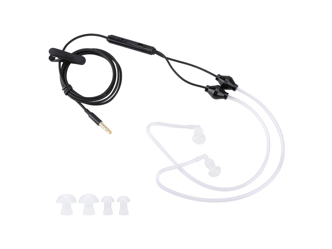 Aetheria fone de Ouvido Anti radiação com Microfone e Tubo de Ar 3.5mm para Celular Preto