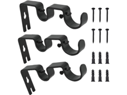 Acessórios Para Varão De Cortina, Suporte De Parede Ajustável Para Varão, Duplo Cu